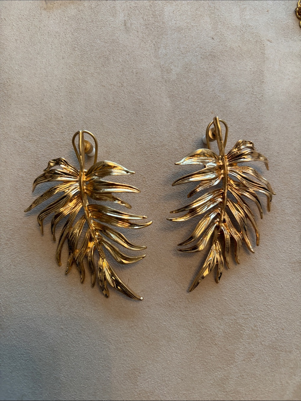 Zara Gold palm leaf  Statement Earrings